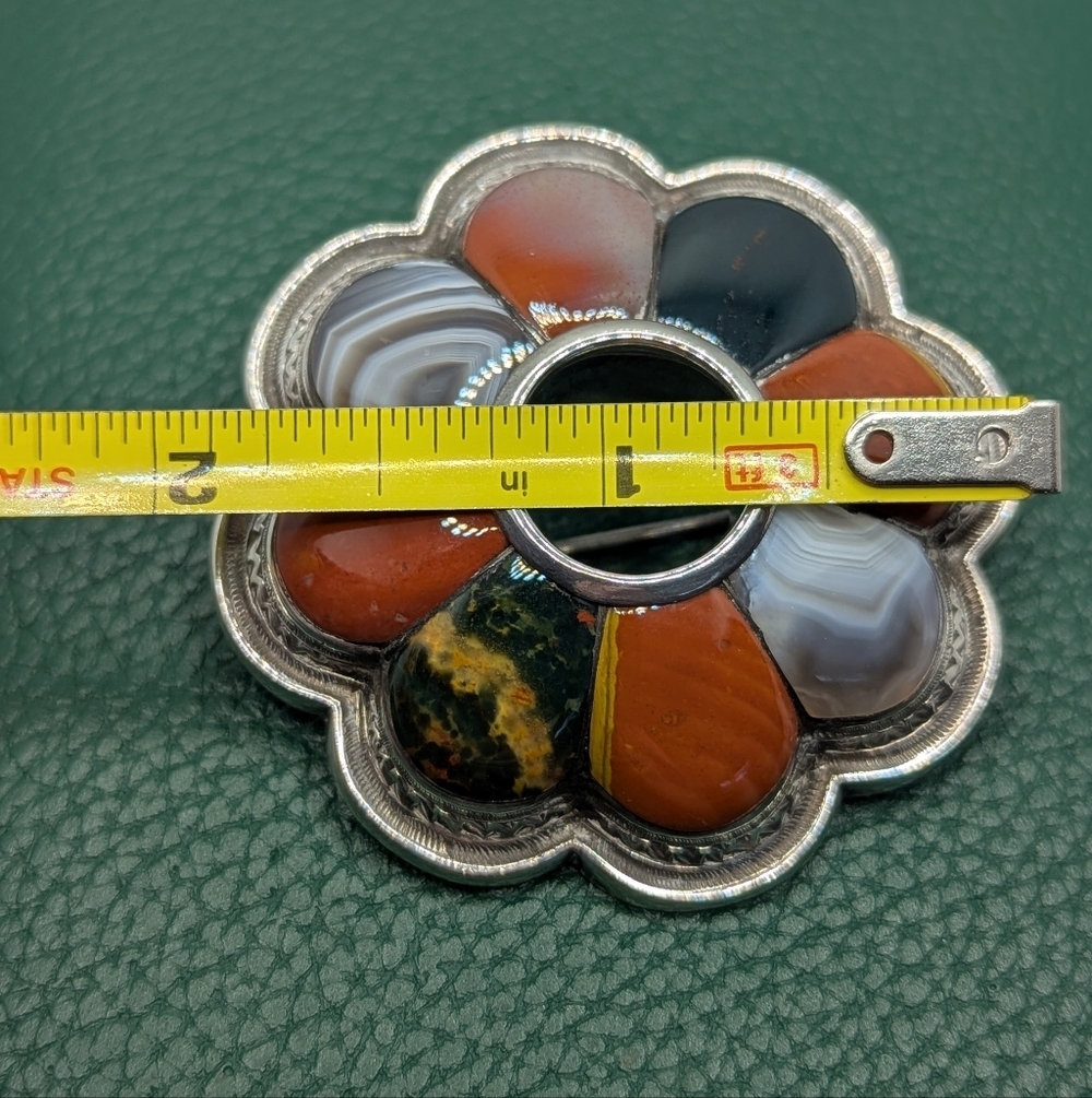 ✨ Victorian Sterling Silver Multi-Gemstone Floral Brooch ✨ - Picture 8 of 10